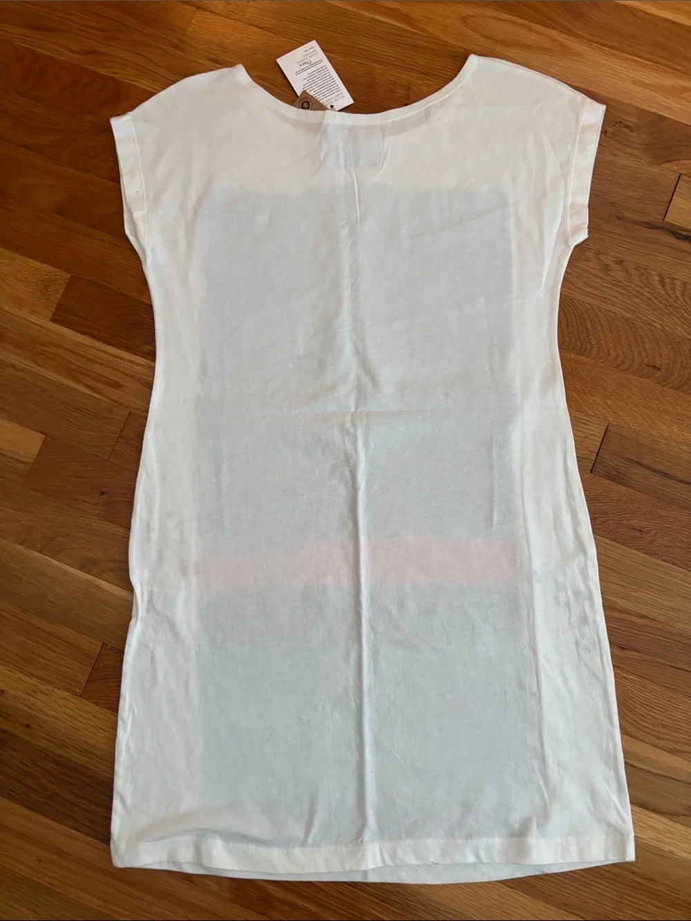 tonle White Mini Dress with Teal, Dark Teal and Red Stripes